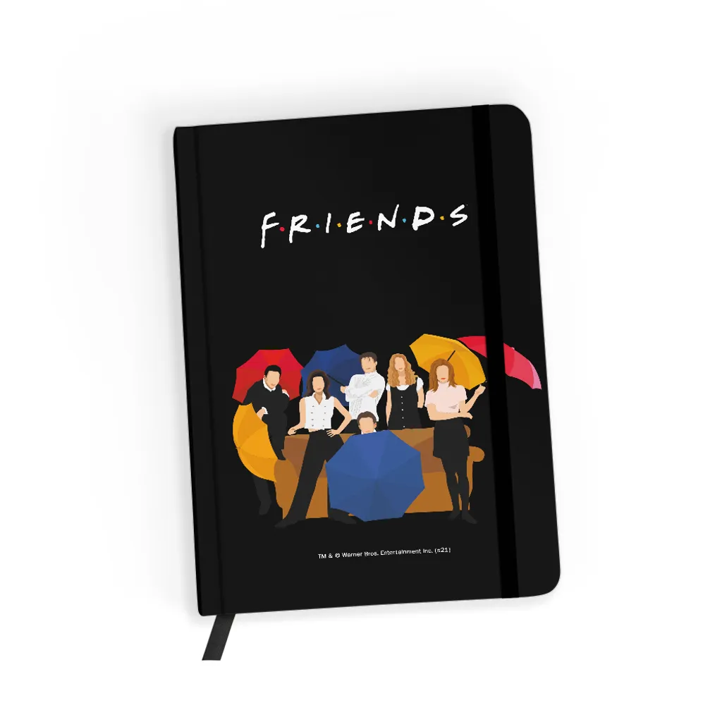 Original Notizbuch Friends Muster Friends 001 black, kariertes Papier mit Lizenz